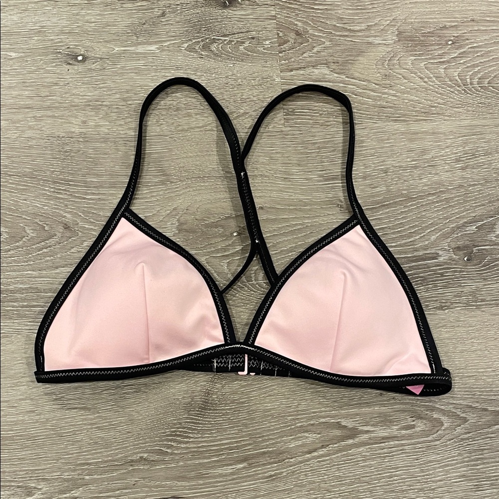 Victoria's Secret White Bikini Top with Black Edging